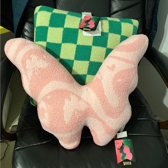 Wicked Movie Elphaba Green and Glinda Pink Decorative Plush Pillows Set BNWT